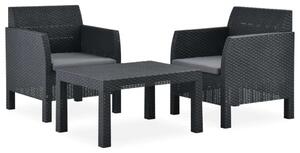 VidaXL Kertbútor Szett - 3 részes - Antracit PP Rattan