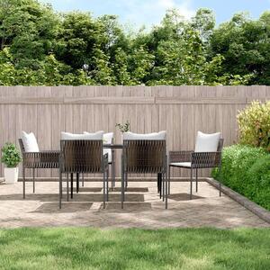 VidaXL 7-részes polyrattan és acél kerti étkezőgarnitúra párnával