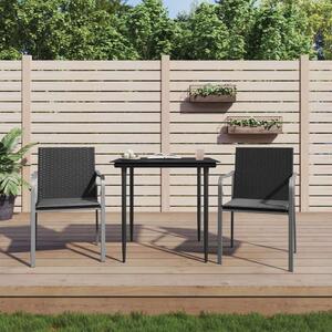 Kerti Étkezőgarnitúra - 3 részes - Fekete Polyrattan