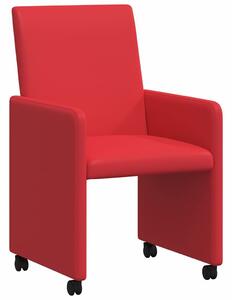 VidaXL Étkező Székek kerekekkel 2 pcs Piros 57 x 66 x 94 cm Műbőr