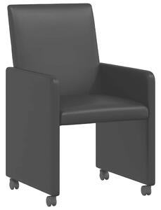 VidaXL Étkező Székek kerekekkel 2 pcs Fekete 57 x 66 x 94 cm Műbőr