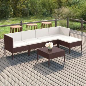 Polyrattan Kerti Ülőgarnitúra - 6 részes - Barna