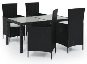 Polyrattan Kültéri Étkezőgarnitúra - 5 részes - Fekete