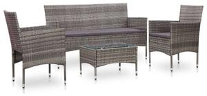 Polyrattan Kerti Ülőgarnitúra - Szürke - 4 részes