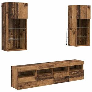 VidaXL TV Fali Egységek LED-del 5 pcs Öreg fa 40,5 x 30 x 90 cm