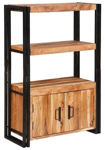 VidaXL Könyvespolc Ajtókkal Barna 72 x 33 x 110 cm Tömör akácfa és fém