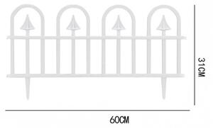 Kerti dekoratív kerítés, 60x31 cm, 4 szegmens, egymásba illeszthető, fehér PVC
