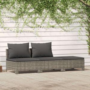 Polyrattan Kerti Ülőgarnitúra - 3 részes - Szürke