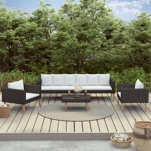 Polyrattan Kerti Ülőgarnitúra - 4 részes - Fekete