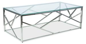 Escada Modern Edzett Üveg Dohányzóasztal Króm Geometrikus