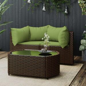 VidaXL Polyrattan Kerti Ülőgarnitúra - 3 részes, Barna