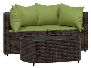 VidaXL Polyrattan Kerti Ülőgarnitúra - 3 részes, Barna