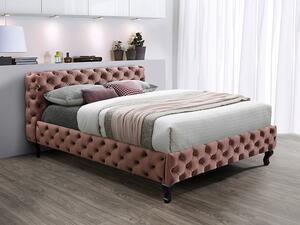 Herrera Velvet Chesterfield Antik Rózsaszín Bársony Franciaágy