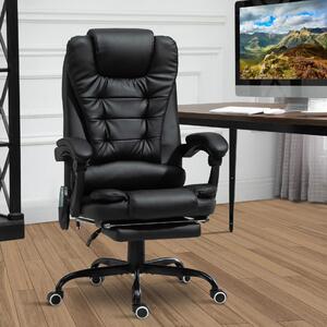 Vinsetto Irodai szék masszázzsal 7 vibrációs pont ergonomikus, lábtartó, dönthető háttámla fekete