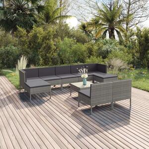 VidaXL 10 részes szürke polyrattan kerti ülőgarnitúra párnákkal