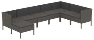 VidaXL 8 részes szürke polyrattan kerti ülőgarnitúra párnákkal