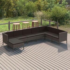 VidaXL 8 részes szürke polyrattan kerti ülőgarnitúra párnákkal