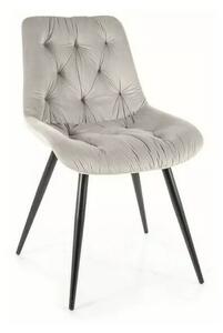 Praga Bluvel Elegance Bársony Étkezőszék Világosszürke Steppelt