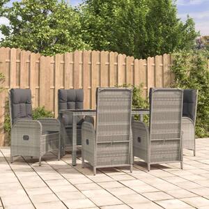 VidaXL 7 részes szürke polyrattan kerti étkezőgarnitúra párnával