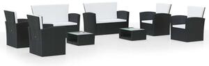 Polyrattan Kerti Társalgószett - 8 részes - Fekete