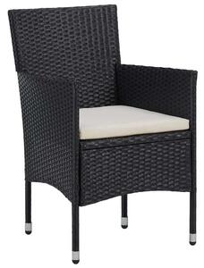 Polyrattan Kerti Étkezőgarnitúra - 5 részes - Fekete
