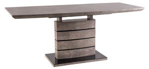Leonardo Modern Bővíthető Beton Hatású MDF Étkezőasztal Szürke-Fekete 140/180