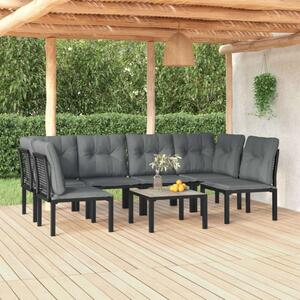 VidaXL Polyrattan Kerti Ülőgarnitúra - 7 részes - Fekete-Szürke