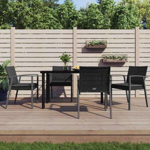 VidaXL 5 részes polyrattan és acél kerti étkezőgarnitúra párnával