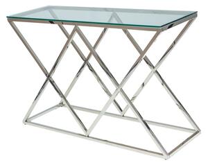 Zegna Crystal Konzolasztal Edzett Üveg Króm X-Váz