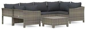 VidaXL 7 részes szürke polyrattan kerti ülőgarnitúra párnákkal