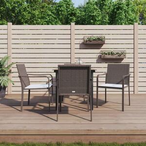 VidaXL 5-részes polyrattan és acél kerti étkezőgarnitúra párnával