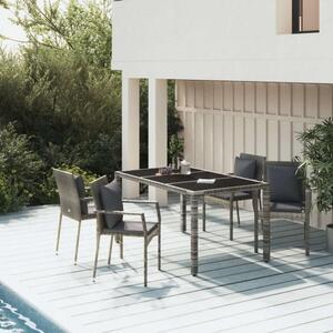 VidaXL 5 részes szürke polyrattan kerti étkezőgarnitúra párnával