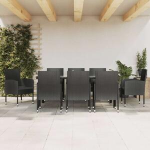 VidaXL Polyrattan Kerti Étkezőgarnitúra - 8 Fős - Fekete