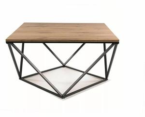 Silver A Artisan Tölgy Négyzetes Dohányzóasztal Geometrikus Fém Vázzal