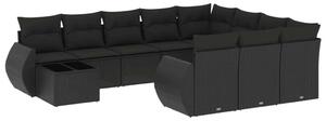 VidaXL Polyrattan Kerti Ülőgarnitúra - 11 részes - Fekete