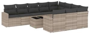 VidaXL Polyrattan Kerti Ülőgarnitúra - 11 részes - Világosszürke