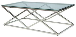 Zegna Modern Edzett Üveg Dohányzóasztal Króm Geometrikus