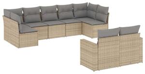 VidaXL Polyrattan Kerti Ülőgarnitúra - 9 részes - Bézs