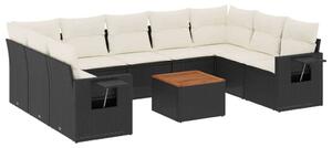 VidaXL Polyrattan Kerti Ülőgarnitúra - 10 részes - Fekete