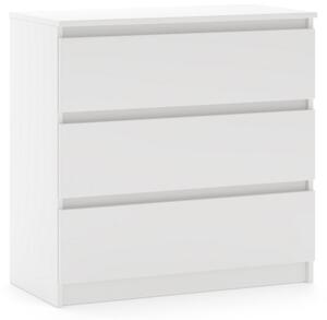 SIMPLE komód 80 cm, 3 fiókkal, fehér