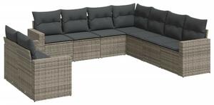 Polyrattan Kerti Ülőgarnitúra - 9 részes - Szürke