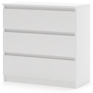 SIMPLE komód 80 cm, 3 fiókkal, fehér