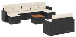 VidaXL Polyrattan Kerti Ülőgarnitúra - 10 részes - Fekete