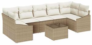 VidaXL Kanapé Szett párnával tárolóval 8 pcs Beige és krém polirattan