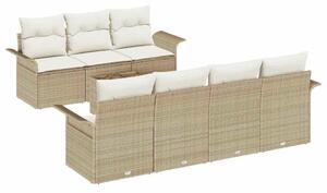 VidaXL Kerti Kanapé Szett párnával 8 pcs Beige és krém polirattan