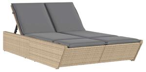 VidaXL Dupla Napozóágy - Polyrattan - Bézs - 200cm