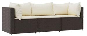Polyrattan Kerti Ülőgarnitúra - Barna - 3 részes