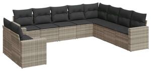 VidaXL Polyrattan Kerti Ülőgarnitúra - 10 részes - Világosszürke