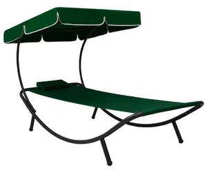 VidaXL Napozóágy Napellenzővel - Zöld - 200cm