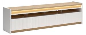 TV-állvány Etrsalo 101, Laminált forgácslap, 56x204x40cm, Világosszürke, Tölgy